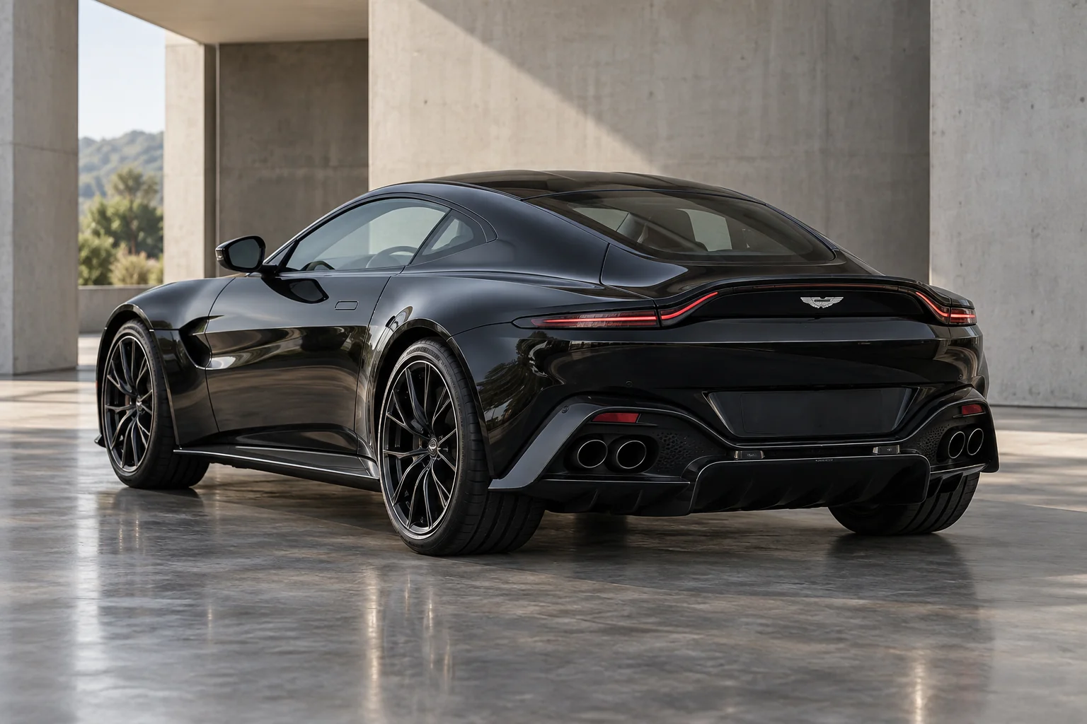 Illustrative rear three-quarter view of a 2024 Aston Martin Vantage