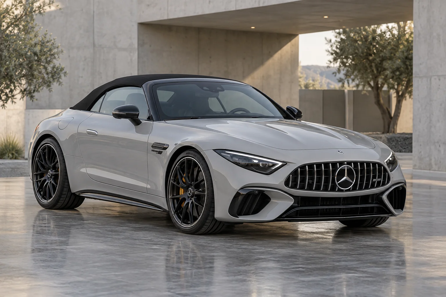 Illustrative front three-quarter view of a 2025 Mercedes-AMG SL 63